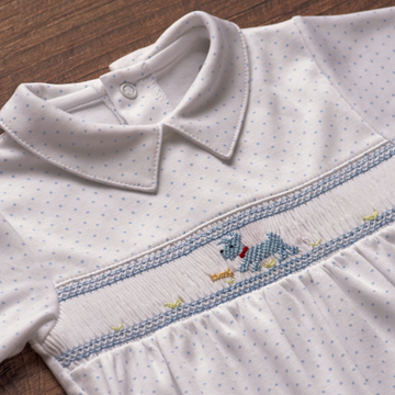 Puppy Smocked Baby Jumpsuit