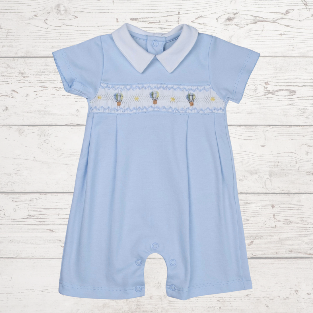 Hot Air Balloons in Blue Smocked Romper