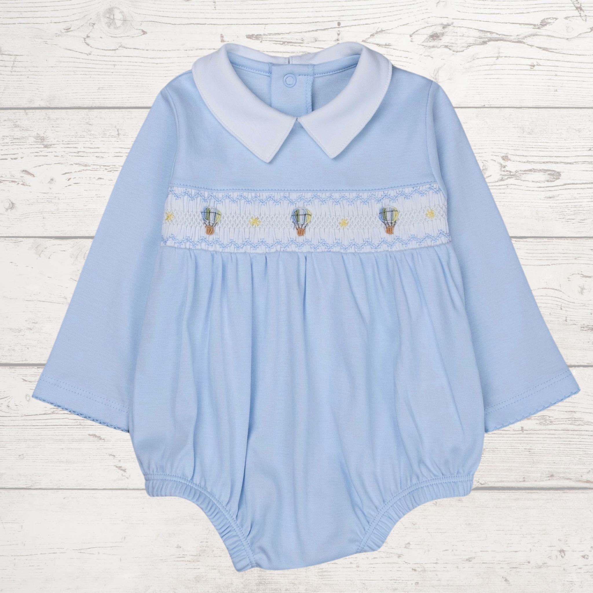 Hot Air Balloons in Blue Smocked Bubble