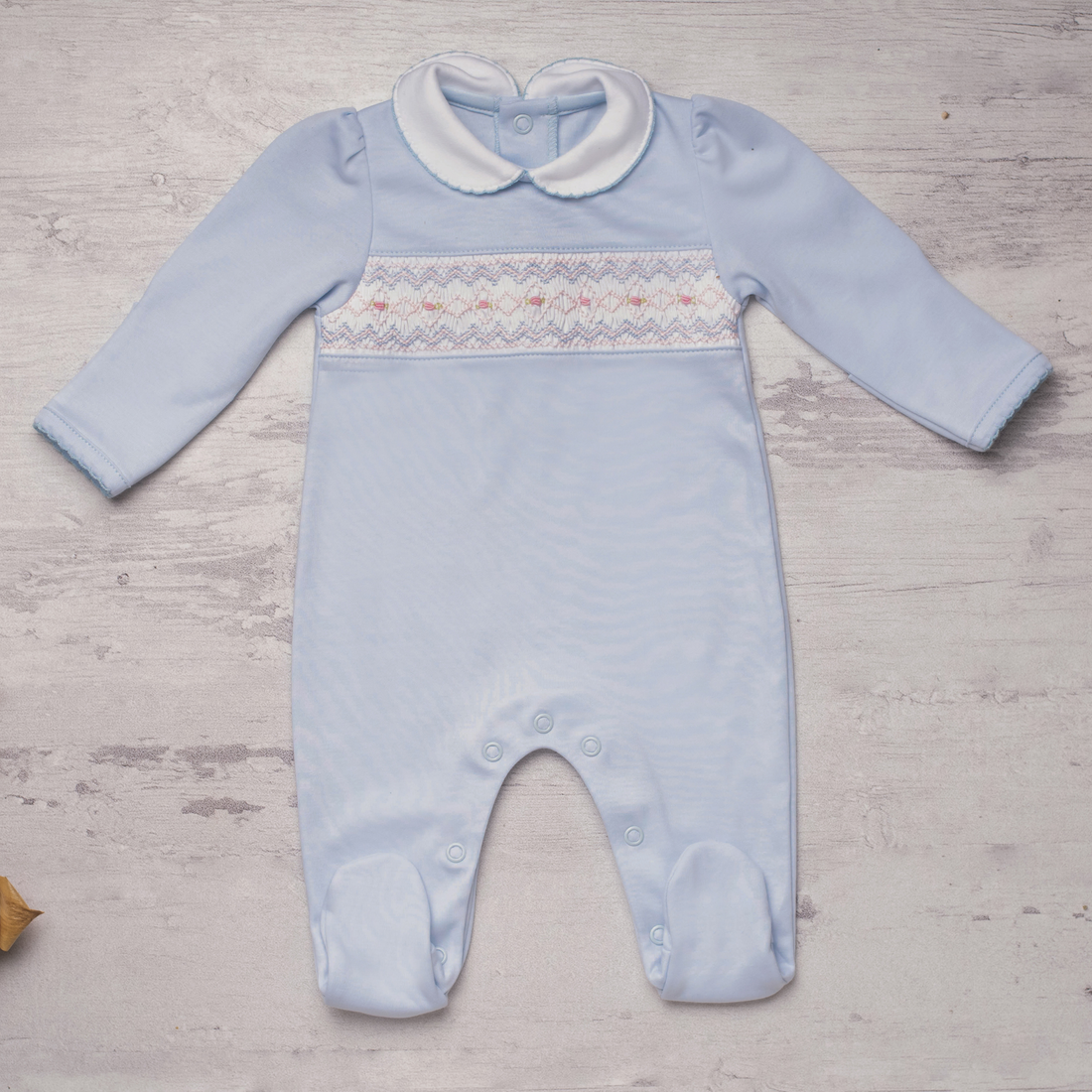 Bubbly Blue Smocked Footie