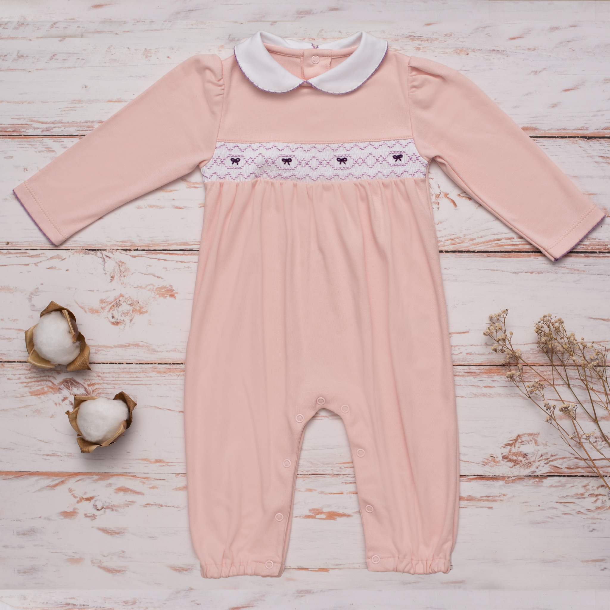 Camellia Bows Smocked Jumpsuit