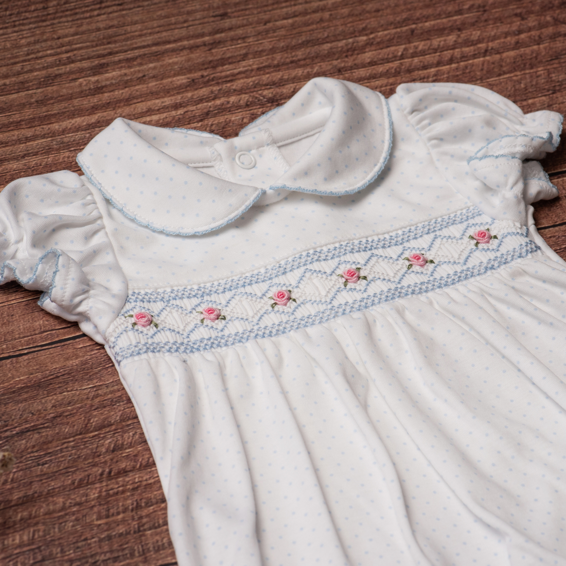 Dahlia Blue Smocked Romper