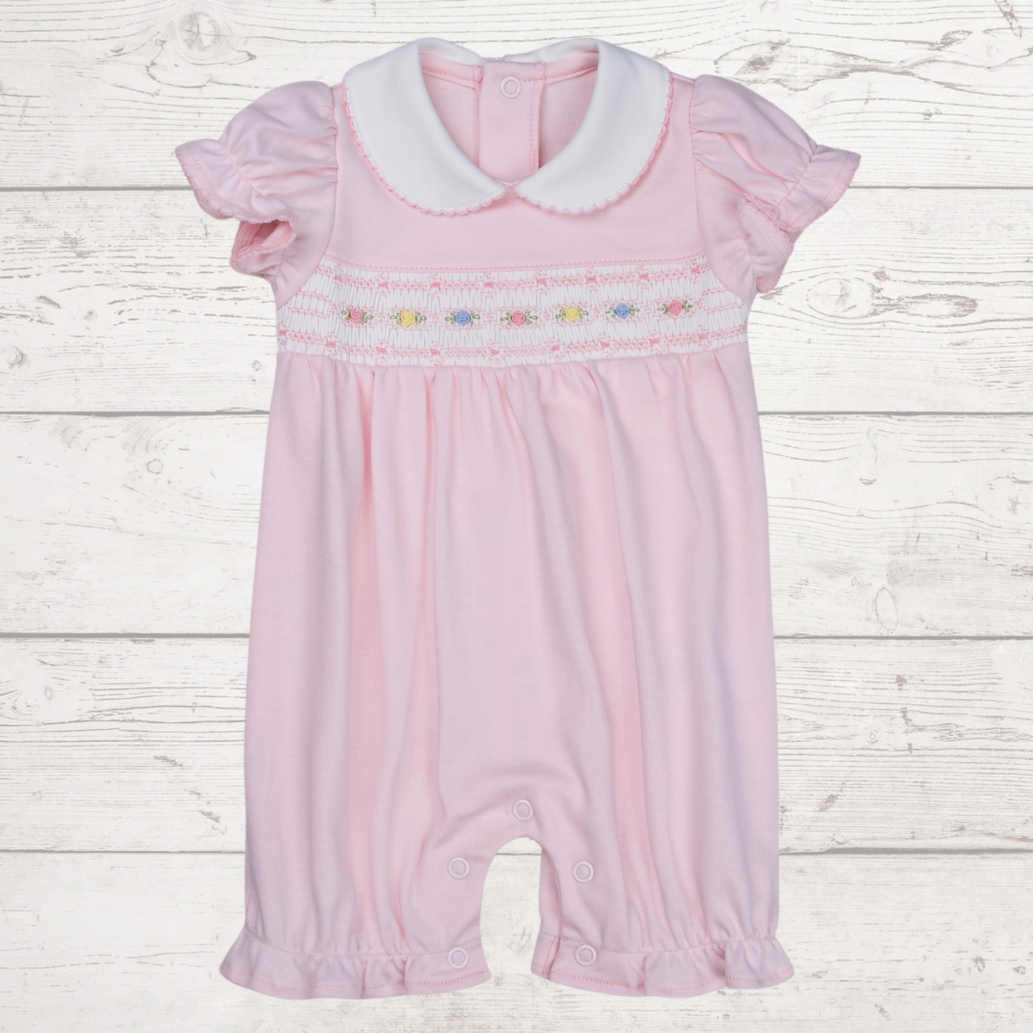 Candy Roses Smocked Romper