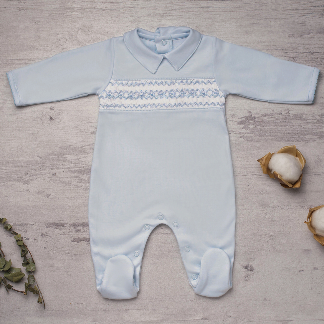 Capri Blue Waves Smocked Footie